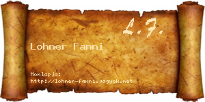 Lohner Fanni névjegykártya